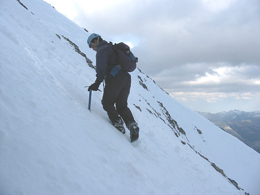 Unfortunately, the snow was still too soft to get a good glissade--it was ideal for plunge-stepping though.