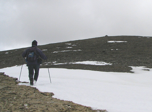 I wasn't expecting to see the summit cairn so soon (the summit is marked incorrectly in Alan Kane's first route photo).