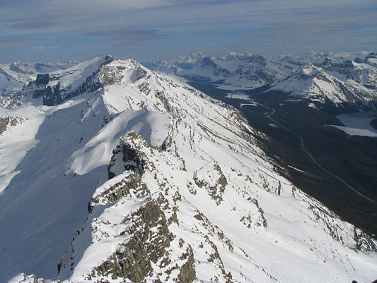 Also visible are Bow Peak, Bow Lake and Bow Summit.