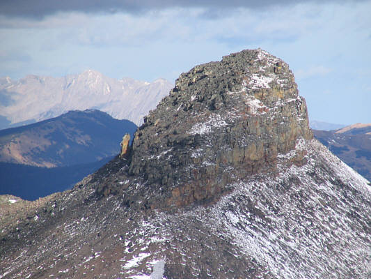 Note the big flake on the left side of the summit block.