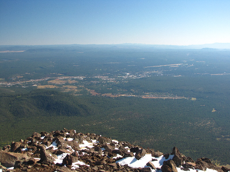 Agassiz Peak--not Humphreys Peak--is the most prominent peak visible from Flagstaff.