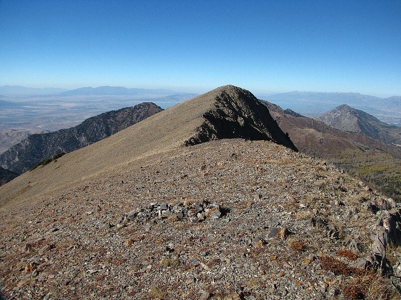 Though it looks higher here, the north summit is shorter by about 9 feet.