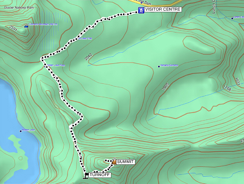 J. Gordon Edwards states that the one-way distance to the summit is 5 miles, but I highly doubt it.