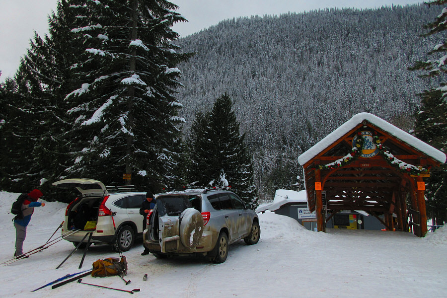 The lavish entrance belies the simplicity of the ski club.