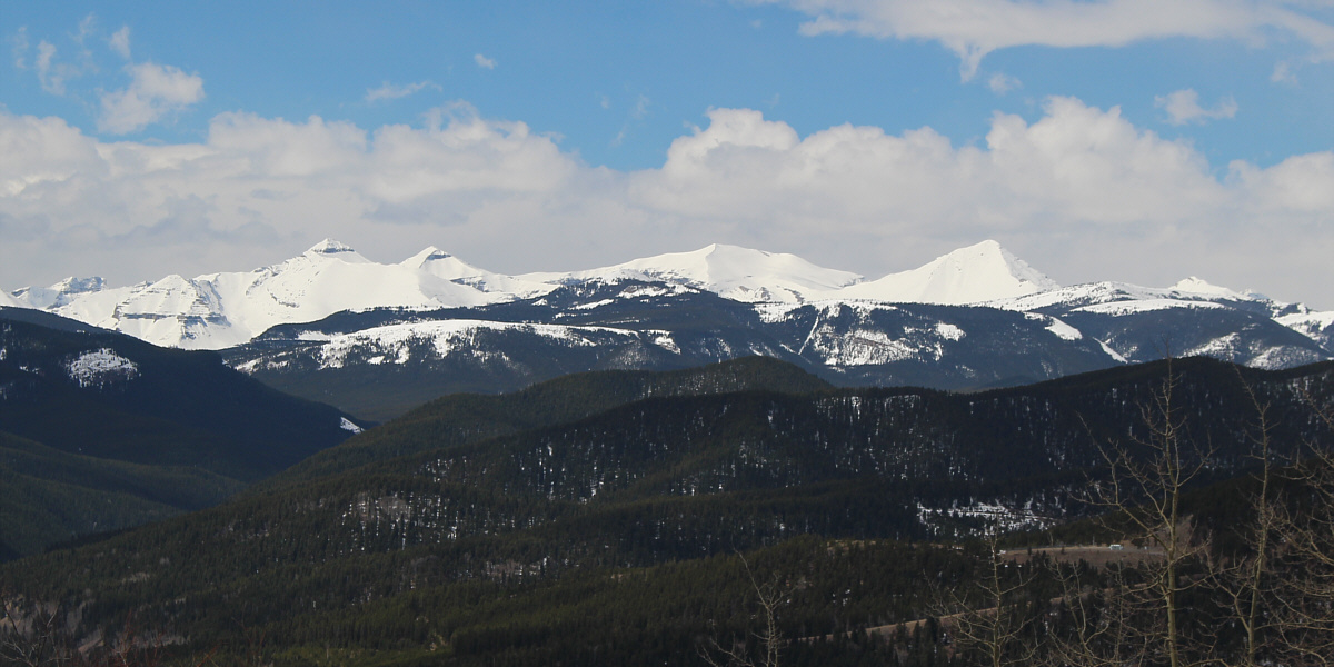 A somewhat unusual perspective of the four familiar peaks.