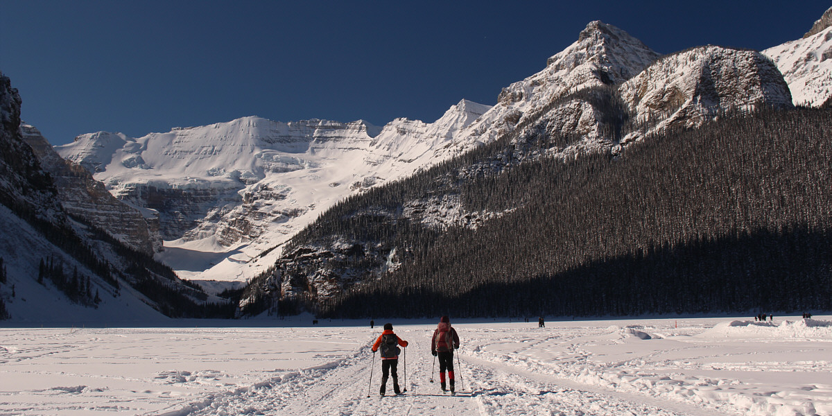 I think we're the only ones on skis out here!