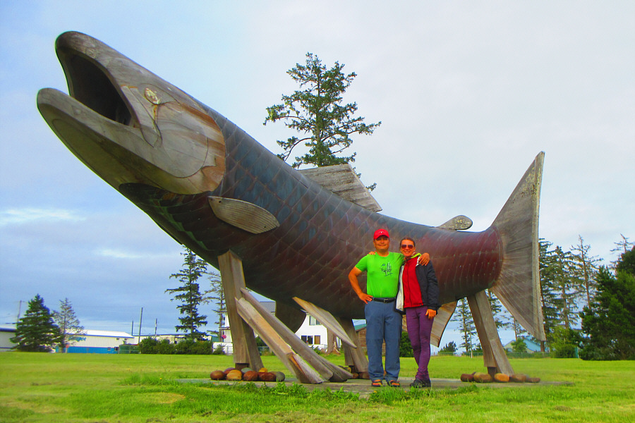 Lon Sharp also created the sculpture of a humpback whale outside the visitor centre at Queen Charlotte.
