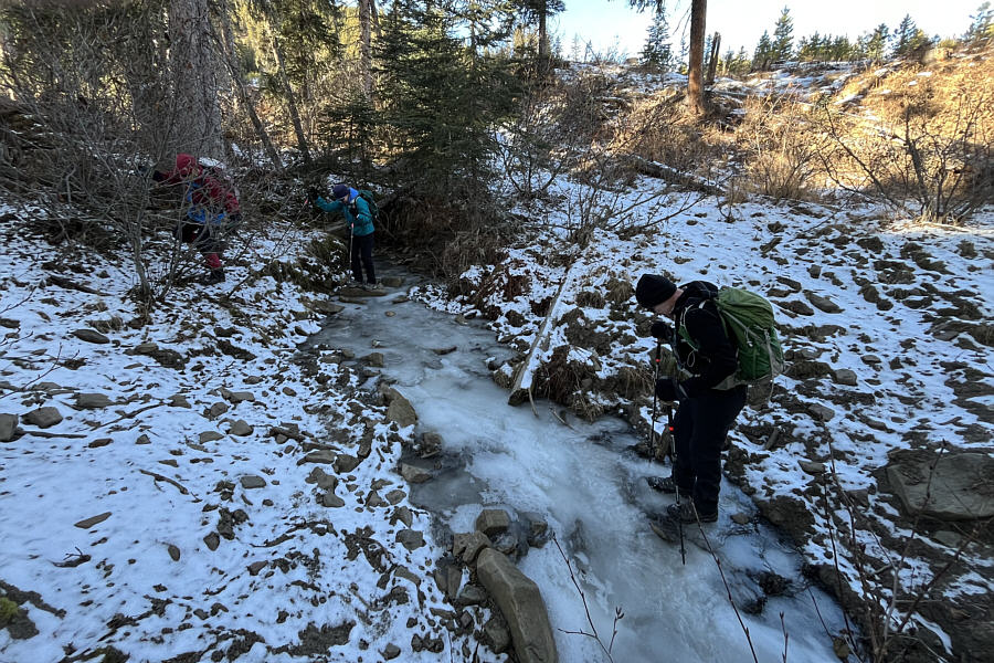 Tricky because of the sloping ice which is like a luge track!