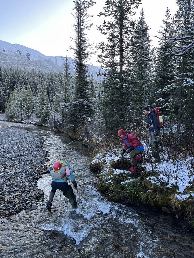 It took us about 10 minutes to all get across, but nobody got their feet wet!