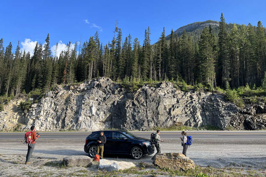 The first crux is crossing the highway safely!