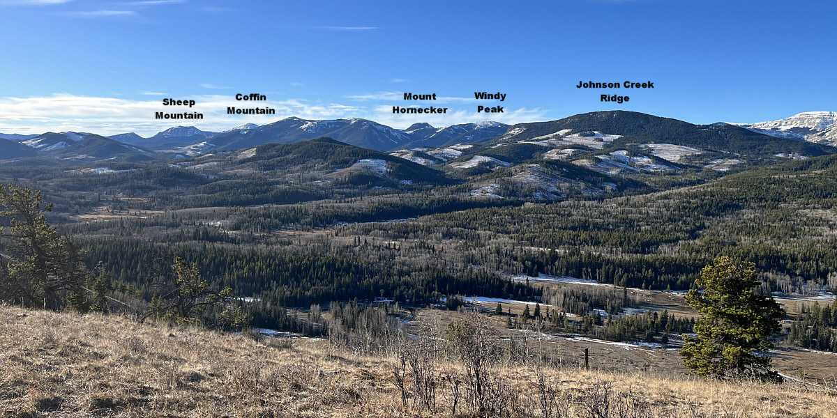 Mount Livingstone is kinda hidden behind the ridge between Coffin Mountain and Mount Hornecker.