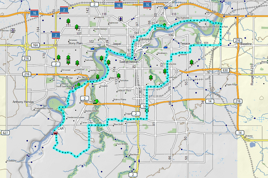 A hard but rewarding bike tour of Edmonton.