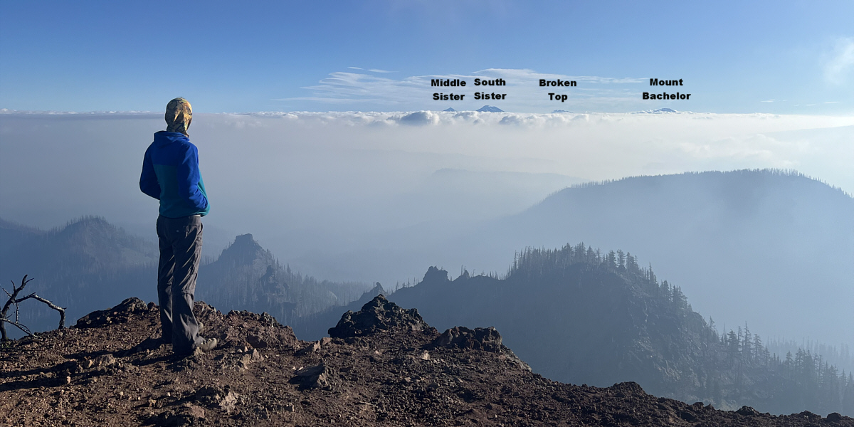 Normally, we would be able to see Waldo Lake in the valley.