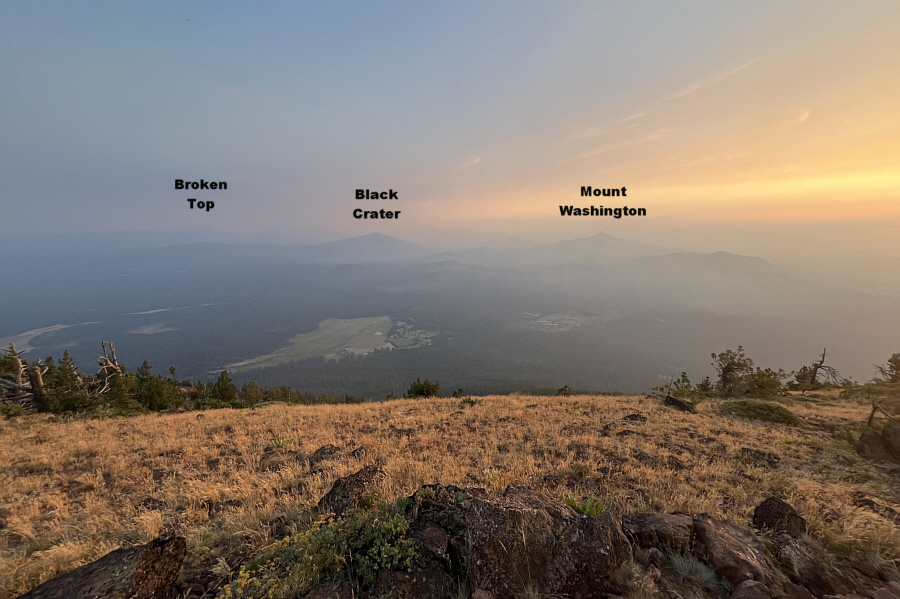 From here, South Sister is usually visible somewhere between Broken Top and Black Crater.