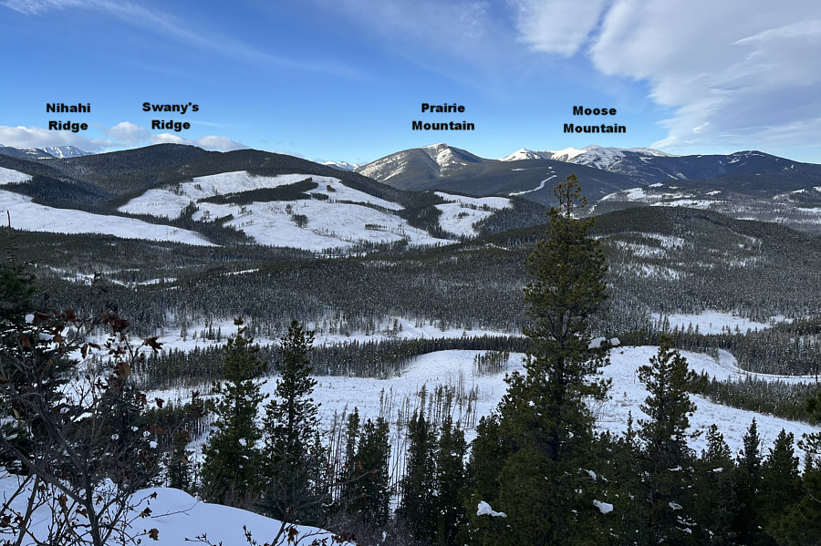 The gas well road on Prairie Mountain looks like an attractive ski run!