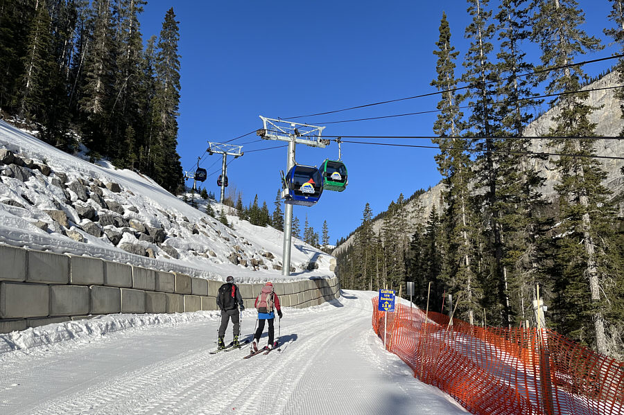 The sucky part of any backcountry ski tour at Sunshine Meadows!