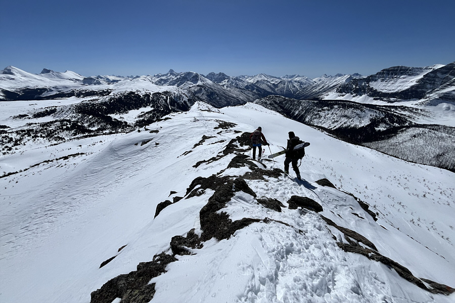 Not sure why Zosia is still trying to ski down the rocky ridge!