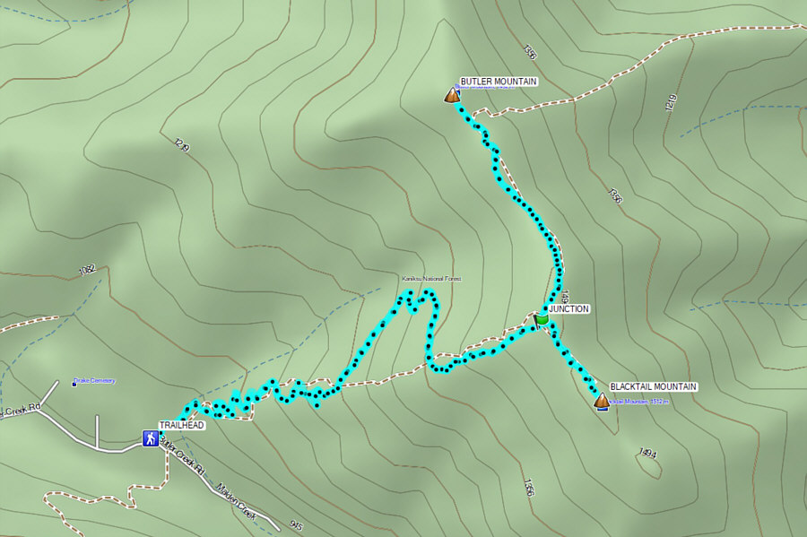 Easy drive, no bushwhacking, officially-named summits, huckleberries--that pretty much covers all the positives of this trip!