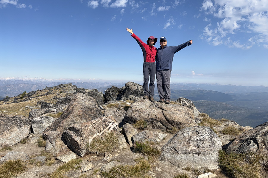 Yay, we got some sunshine for a summit photo!