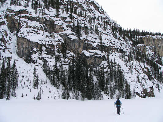 It took us about 40 minutes to ski to the west end of Boom Lake.