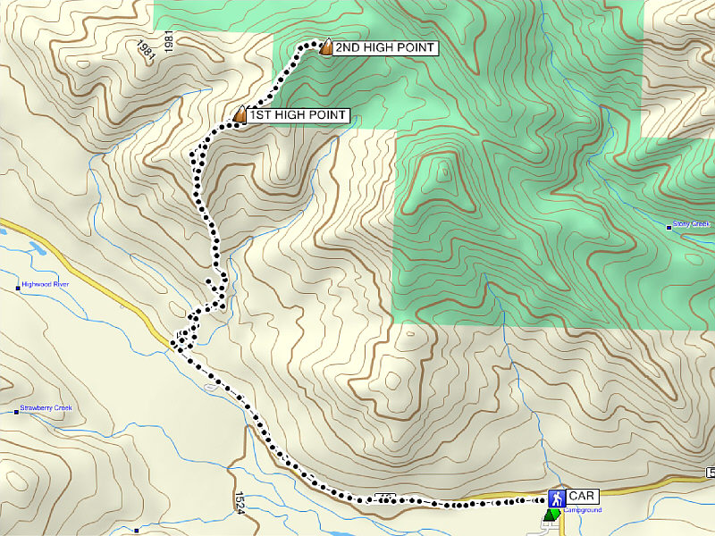 If anyone follows this route, I lost a black glove somewhere on the lower ridge to the west of the creek!