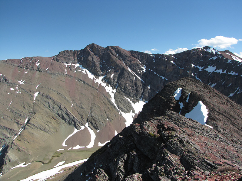 Strangely, A1 (right foreground) looks higher in this photo from the summit of Appistoki Peak.