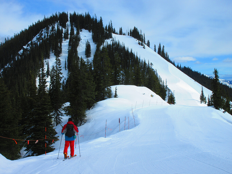 Everything dropping off from either side of this ski run is difficult or expert terrain!
