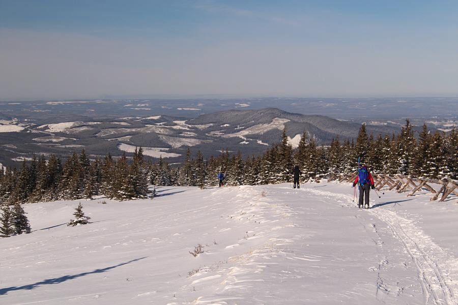 The descent will be challenging with cross-country skis.