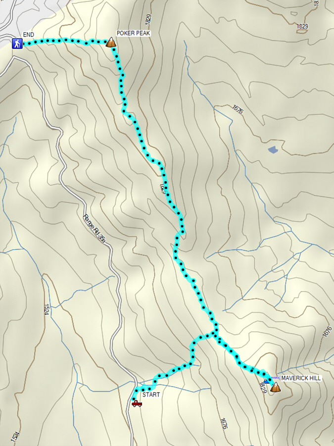 I think this traverse would make for an awesome hike 'n ' bike (leave a bicycle at the Poker Peak end).